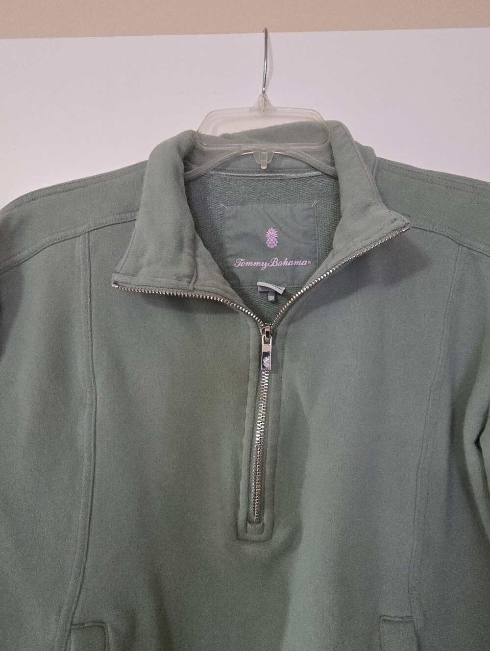 Tommy Bahama Women's Half Zip-Up Pullover Sweater in Sage Green - Picture 5 of 5